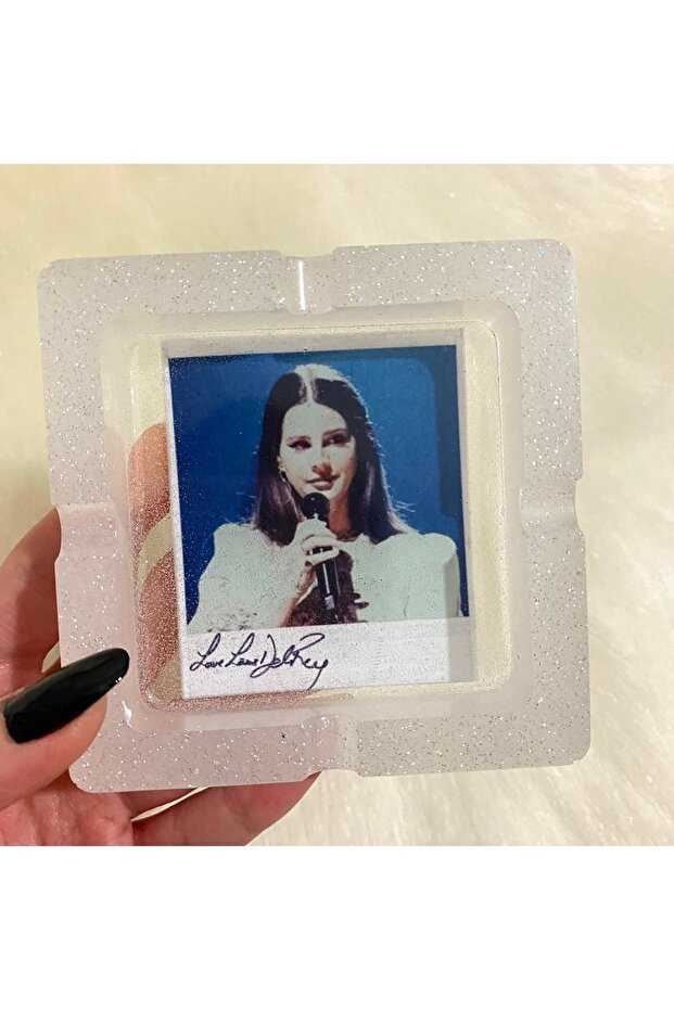 Lana Del Rey Polaroid Photo White Glitter Epoxy Ashtray Ashtray