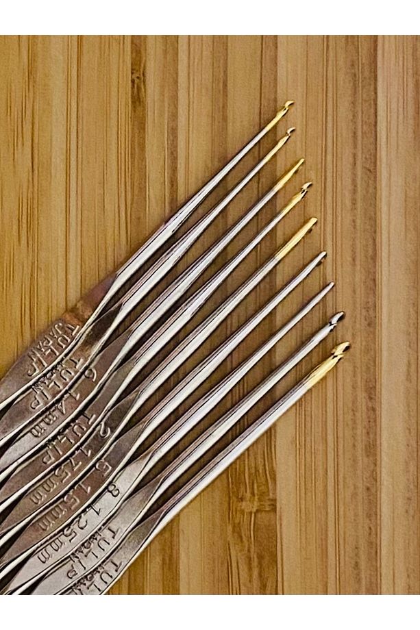Metal Oya, Dantel ve Örgü Tığ Seti. 12cm. No: 0-2-3-5-6-8-9-10-11. 9 Adet. - 3