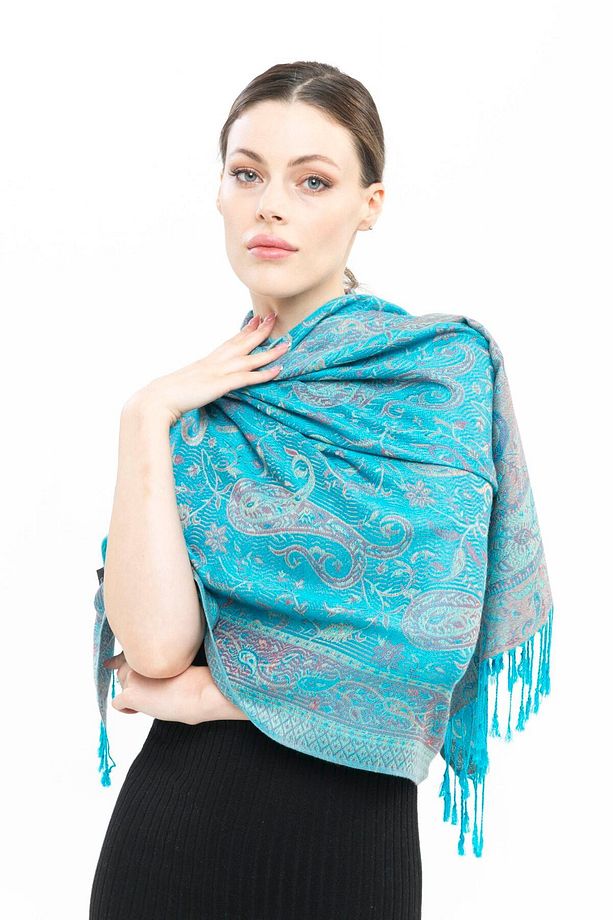 Pashmina Kaşmir Şal | Çivit Mavisi | %100 Kaşmir Yünü | 70x180 Cm - 6