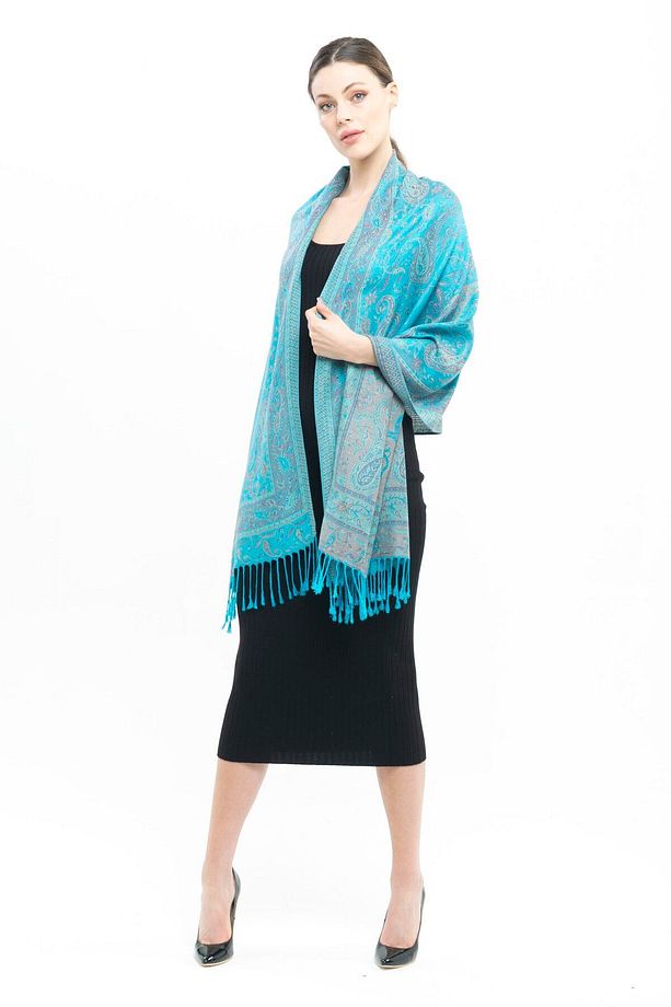 Pashmina Kaşmir Şal | Çivit Mavisi | %100 Kaşmir Yünü | 70x180 Cm - 3