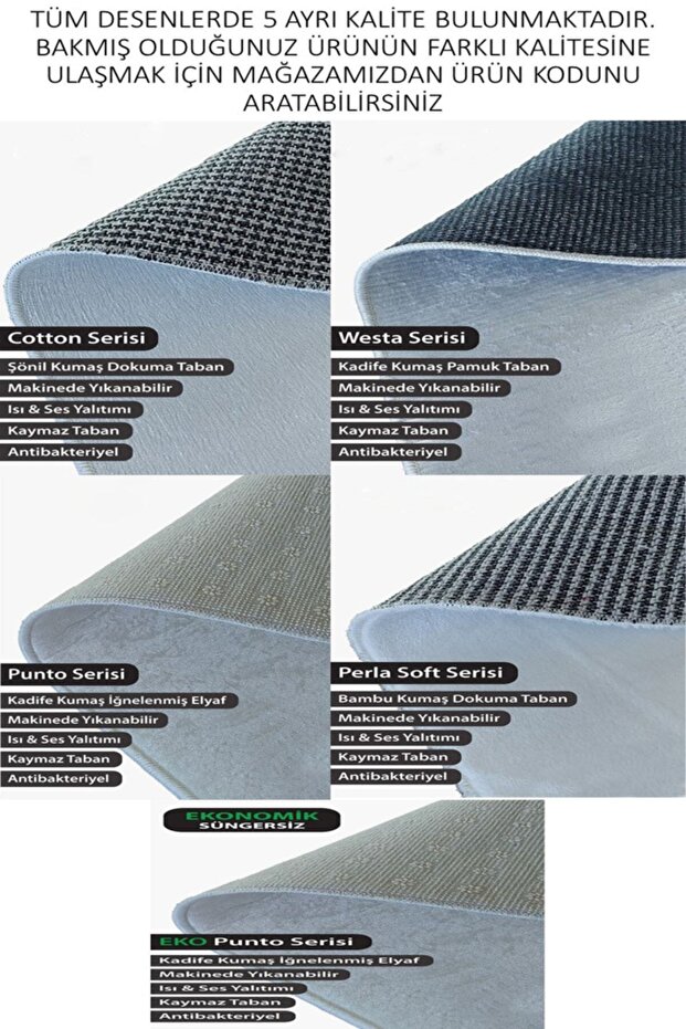 Doku Westa Kaymaz Tabanlı Yıkanabilir Antibakteriyel Dijital Baskı Doku Halı Kilim - 5