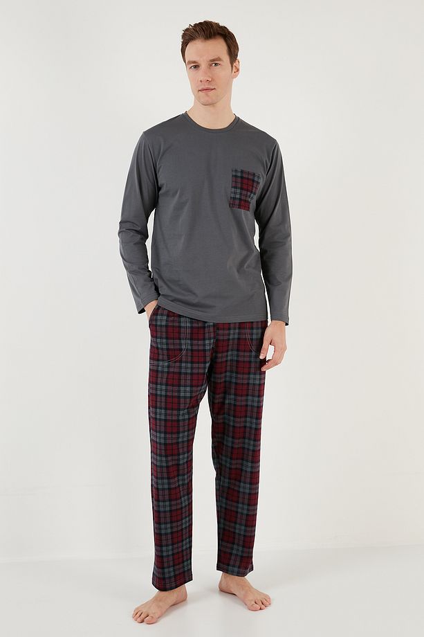 Ekoseli Cepli Beli Lastikli % 100 Pamuk Regular Fit Pijama Takımı Erkek Pijama Takımı 657200 - 3