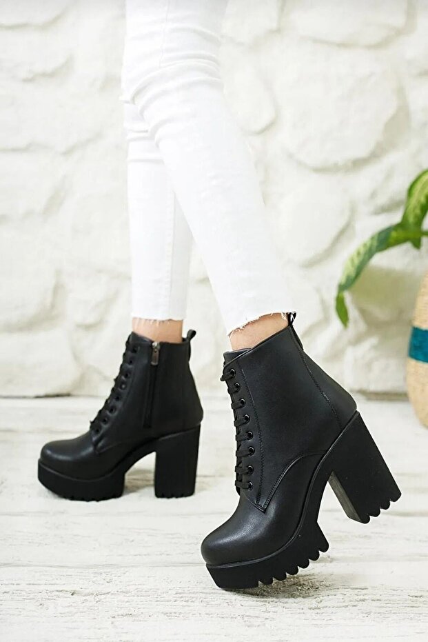 TRAKTÖR TABAN BEJ CİLT KADIN BOT - 1