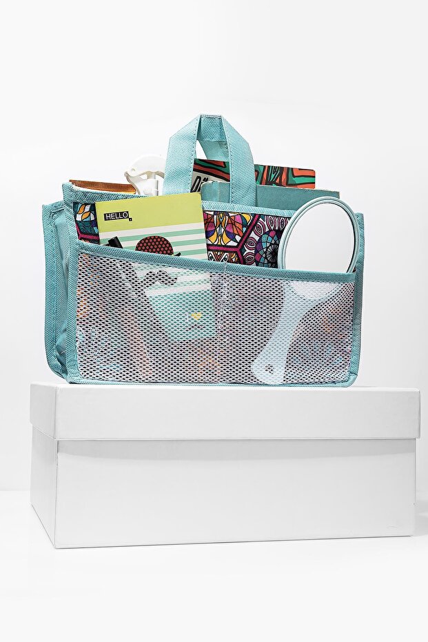Turquoise - 5 Compartment Care Travel Makeup Cosmetic Organizer Bag