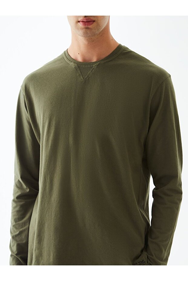 Bisiklet Yaka Basıc Yeşil Sweatshırt - 6