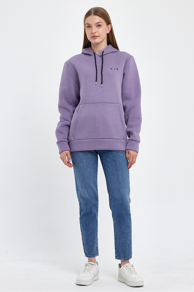Women's Hooded Comfortable Fit Fleece Lined 3-Thread Air Embroidered Sweatshirt Spr24Swk07