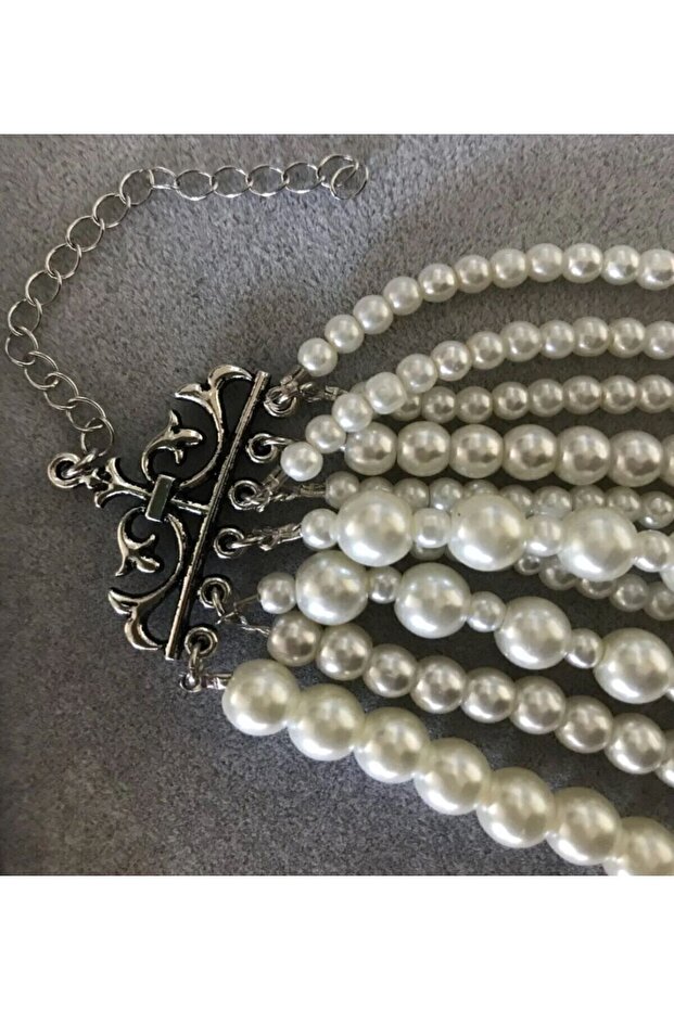 Beyaz Çoklu Inci Kolye - 2