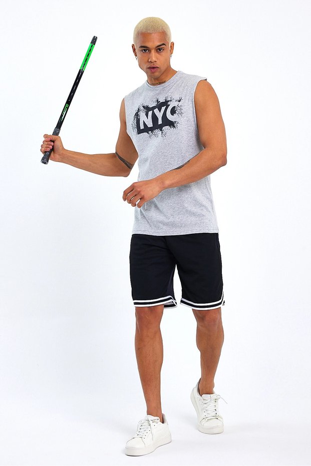 Men's Crew Neck Regular Fit Nyc Printed T-Shirt Spr22ts124