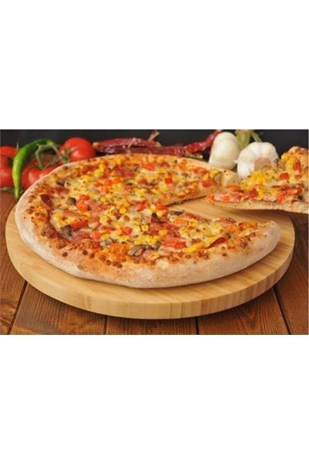 Bambu 360 Derece Döner Sunumluk Pizza Tabağı Kahvaltı Tabağı Lahmacun Tabagı Peynir Tabağı 34 Cm - 3