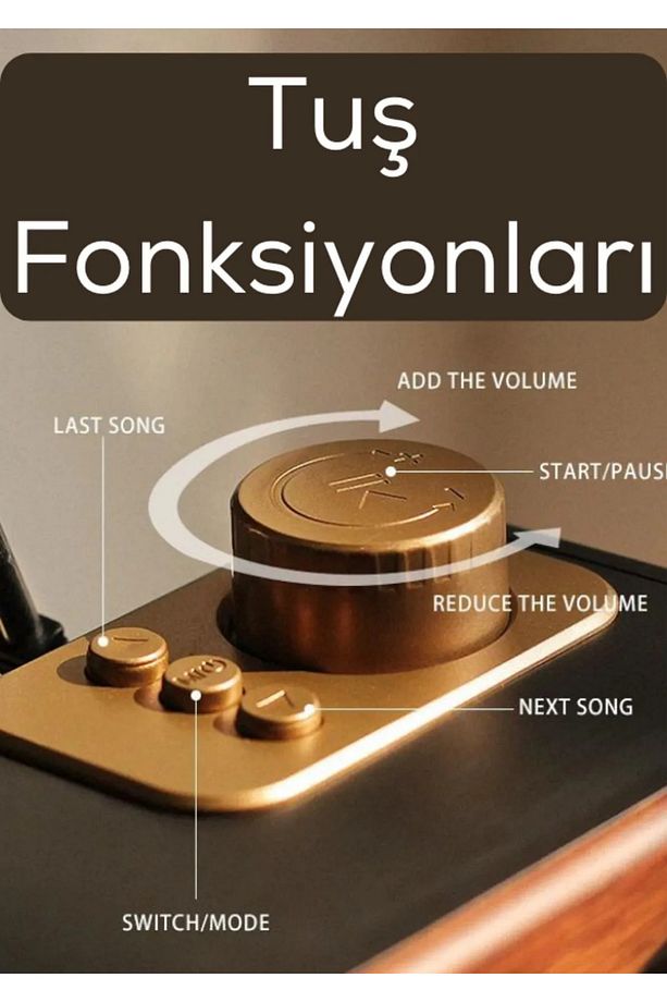 B6 Gramafon Radyo Müzik Apollo 3d Ses Teknolojisi Yüksek Ses Kalitesi Nostaljik USB TF Kart Aux - 4