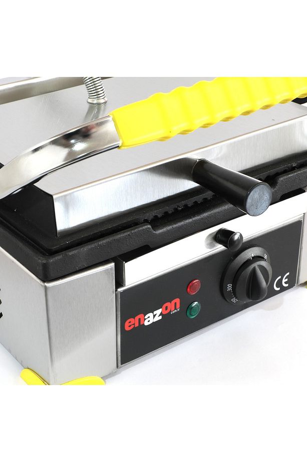 Ev Tipi 8 Dilim Elektrikli Saf Demir Döküm Tost Makinesi 30x23 - Inoks Sarı - 5
