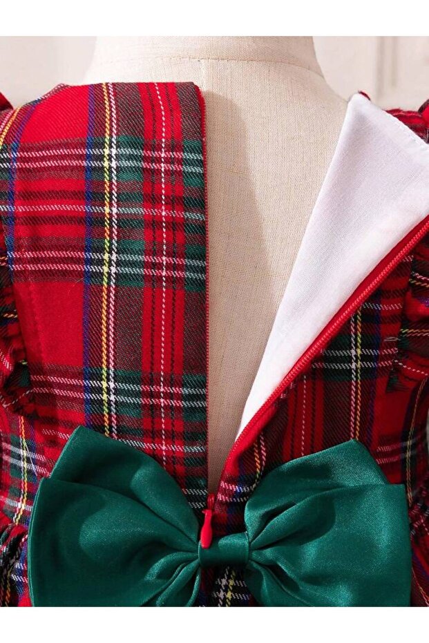 Kız Çocuk Ekose Desenli Elbise yılbaşı parti - 4