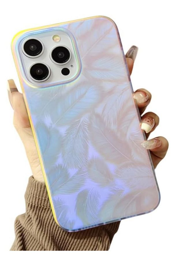 Iphone 14 Pro Max Kılıf Yaprak Hologram Her Açıda Renk Geçişli Parlak Arkası Mat Lüks Kapak - 1