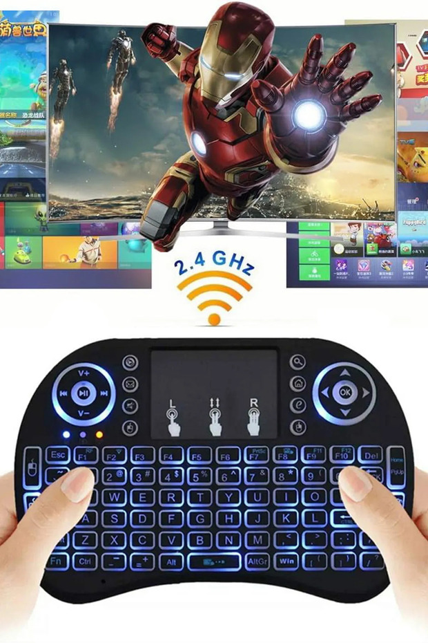 Türkçe Kablosuz Mini Klavye Lg Philips Samsung Vestel Tv Uyumlu Ledli Konsol Klavye Mouse - 2