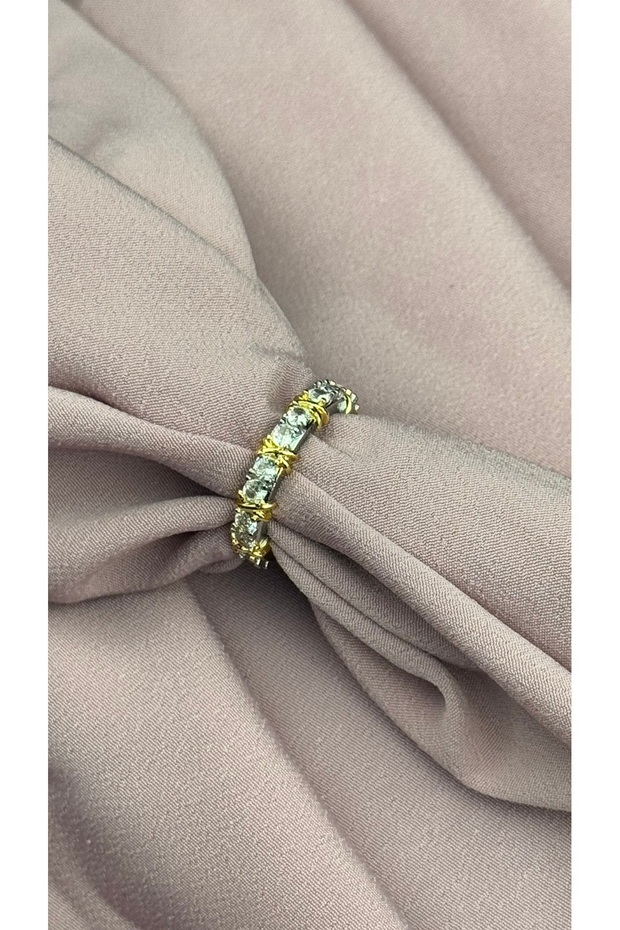 خاتم Xoxo من الفولاذ، قابل للتعديل، مزين بحجر زركون