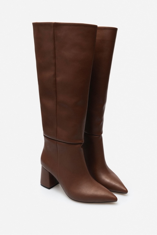 Damskie buty na obcasie Briar Brown Matte Pointed Toe - 6