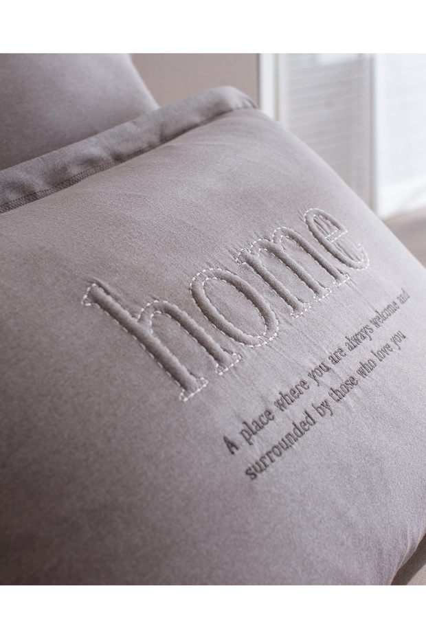Bobigny King Size Pamuklu SuperSoft Comforter Set - Antrasit - 5