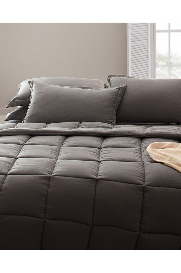 Mona Tek Kişilik Comforter Set - Antrasit - 3