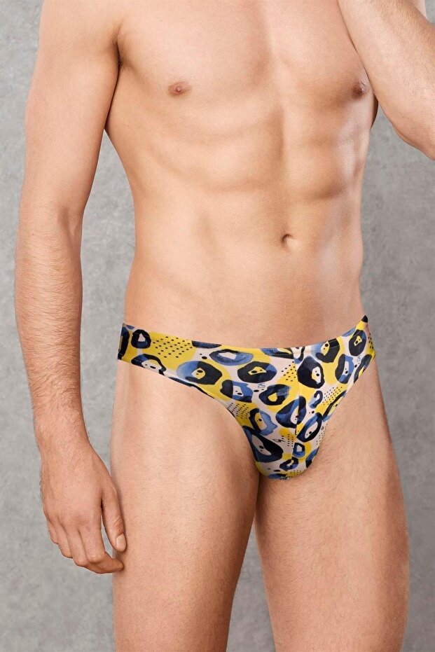 1404 Blue Leopard Desenli Erkek String - 1