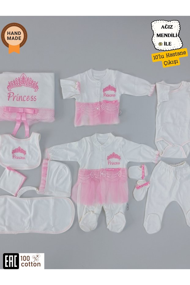 Newborn 10-Piece Hospital Outlet 100% Cotton Special Design Seasonal Embroidered Baby Girl Pink