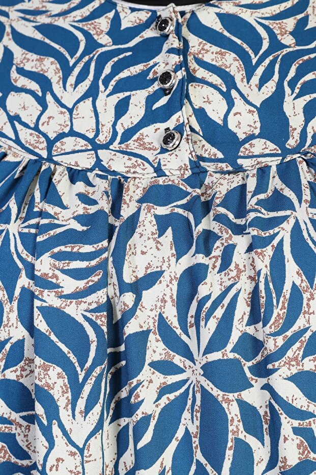 Large Size Leaf Patterned Long Summer Dress - 3