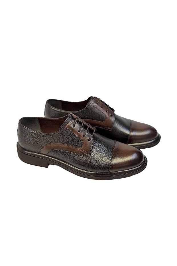 Kafkaslar Genuine Leather Light Sole Oval Toe Classic Strip Men's Suit Shoes
