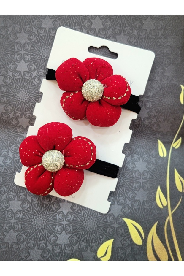 Set of 2 Red Floral New Year's Buckles Christmas-4567
