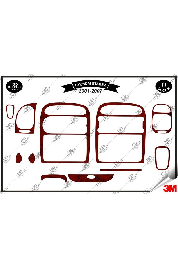 Hyundaı starex 2001-2007 glove box console trim chest mahogany veneer set 11 pieces mahogany