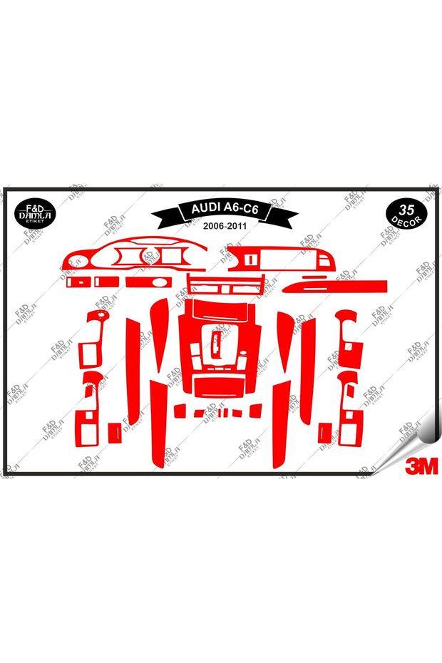 Audi a6 c6 2006-2011 torpedio console trim chest mahogany finish set 35 pieces red