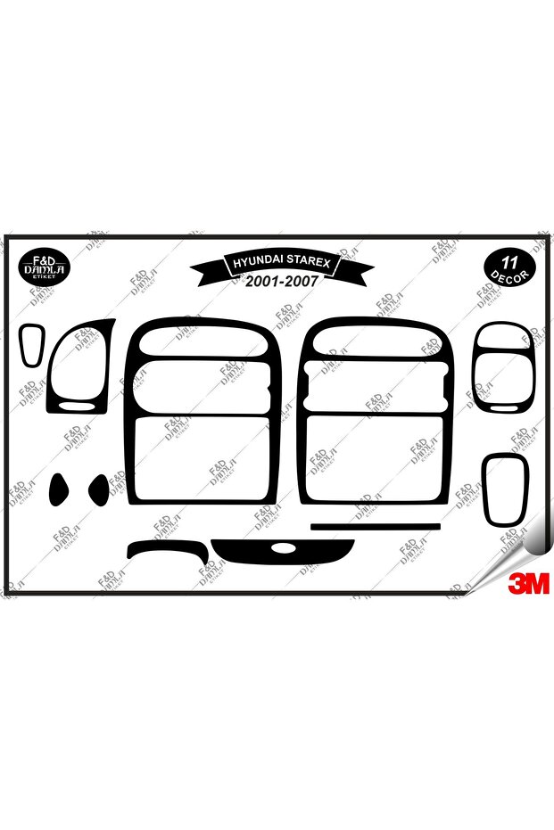 For Hyundai Starex 2001-2007 Glove Box Console Trim Chest Mahogany Finish Set 11 Pieces Black