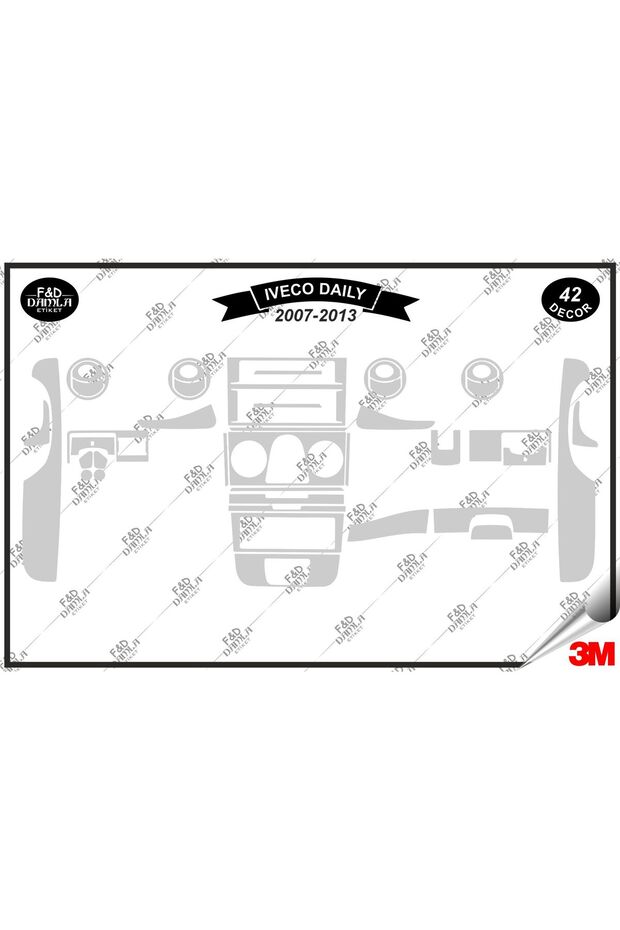 Set of 42 pieces iveco daily 2007-2013 torpedo console trim chest mahogany trim set silver