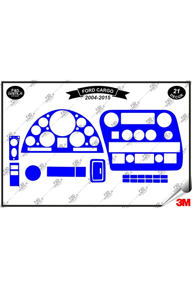 For Ford Cargo Manual 2004-2015 Glove Box Console Trim Chest Mahogany Finish Set 21 Pieces Blue