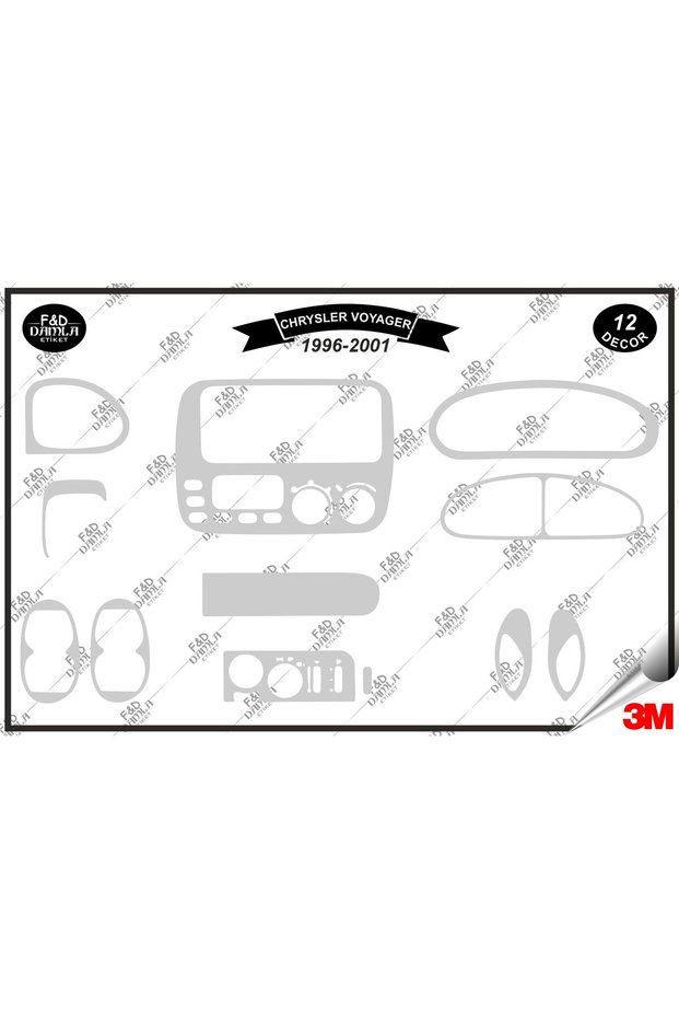 For chrysler voyager 1996-2001 glove box console trim chest mahogany finish set 12 pieces silver