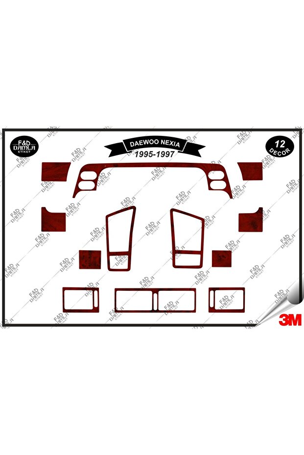 For daewoo nexia 1995-1997 glove box console trim chest mahogany trim set 12 pieces mahogany