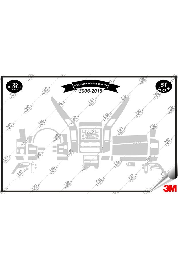 For mercedes sprinter grafter 2006-2019 glove box console trim chest mahogany finish set 51 pieces silver