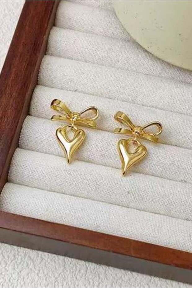 Women's Special Design Heart and Ribbon Model Earrings Zyn8