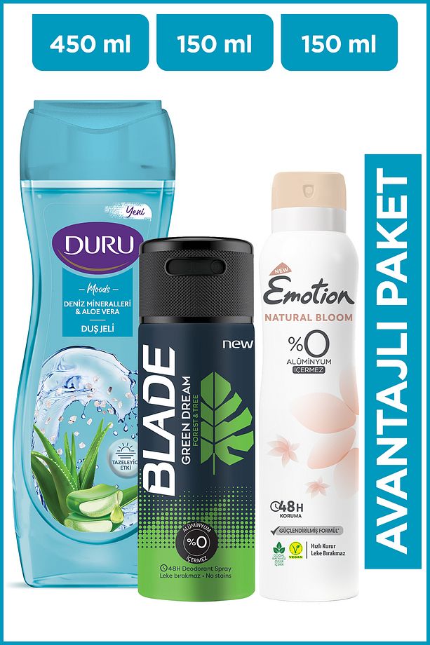 Kişisel Bakım 3'lü Set (Duş Jeli, Erkek & Kadın Deodorant) - 1