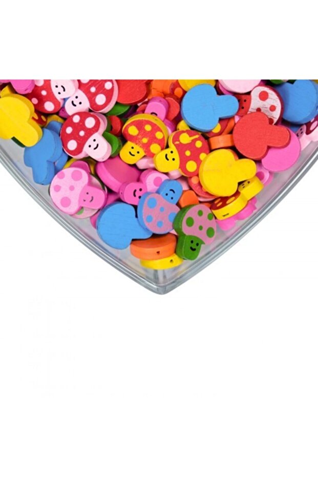 Prestige Bead Mushroom Figured Wooden Beads Mixed Color 25 Pieces