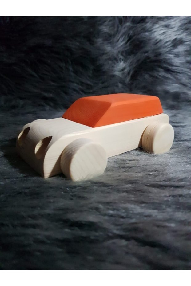 Wooden Toy Coop Wheeled Car, Wooden Montessori Toy, Cute Baby Toys - Orange