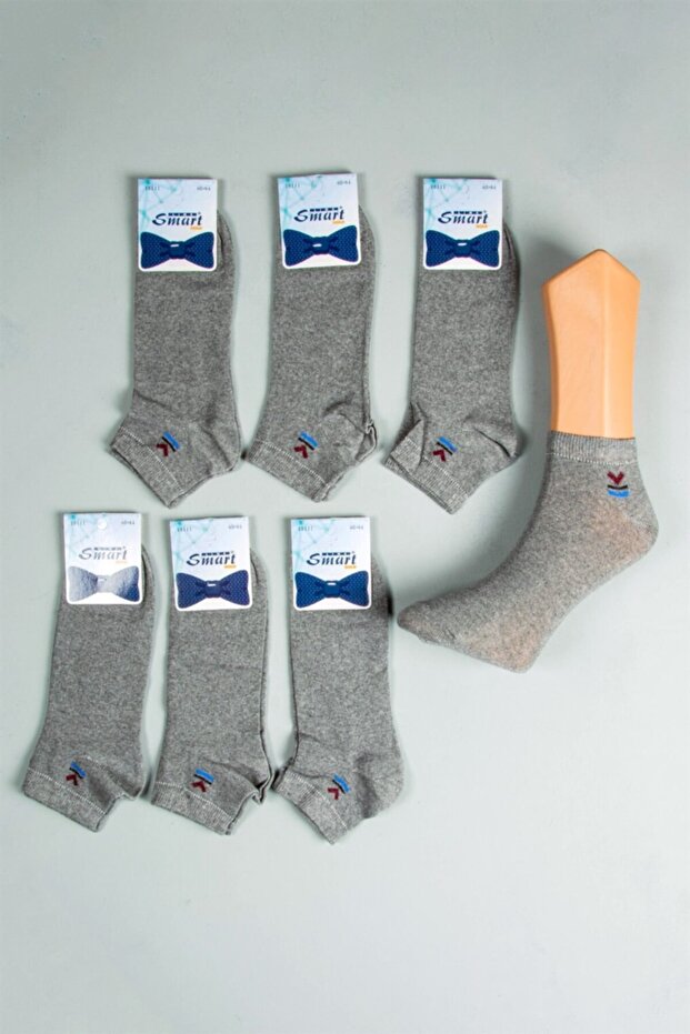 6-Piece Men's Gray Cotton Seasonal Breathable Booties Socks