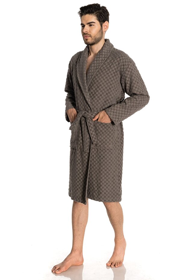 نمط Plaid اللون الرمادي الداكن البشكير - 2