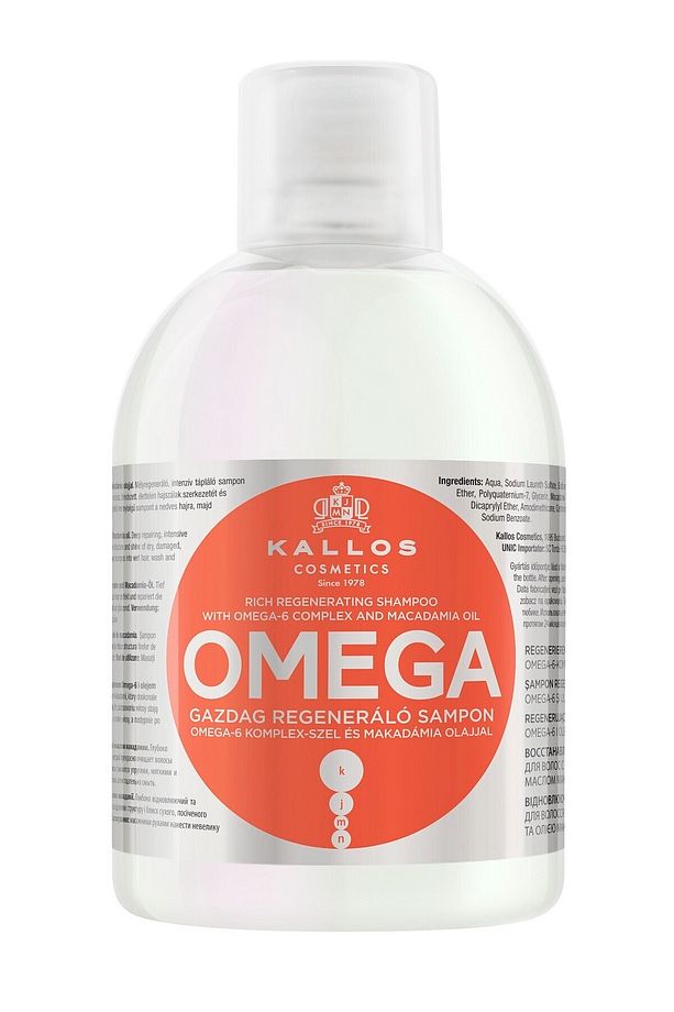Omega 1000ml Cansız Ve Yıpranmış Saçlara Omega-6 Kompleksli Ve Macadamia Yağlı Onarım Şampuanı - 1