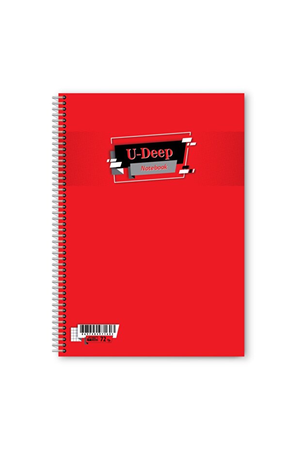 دفتر ملاحظات حلزوني بغطاء بلاستيكي مخطط مقاس A4 من U-deep، 72 ورقة