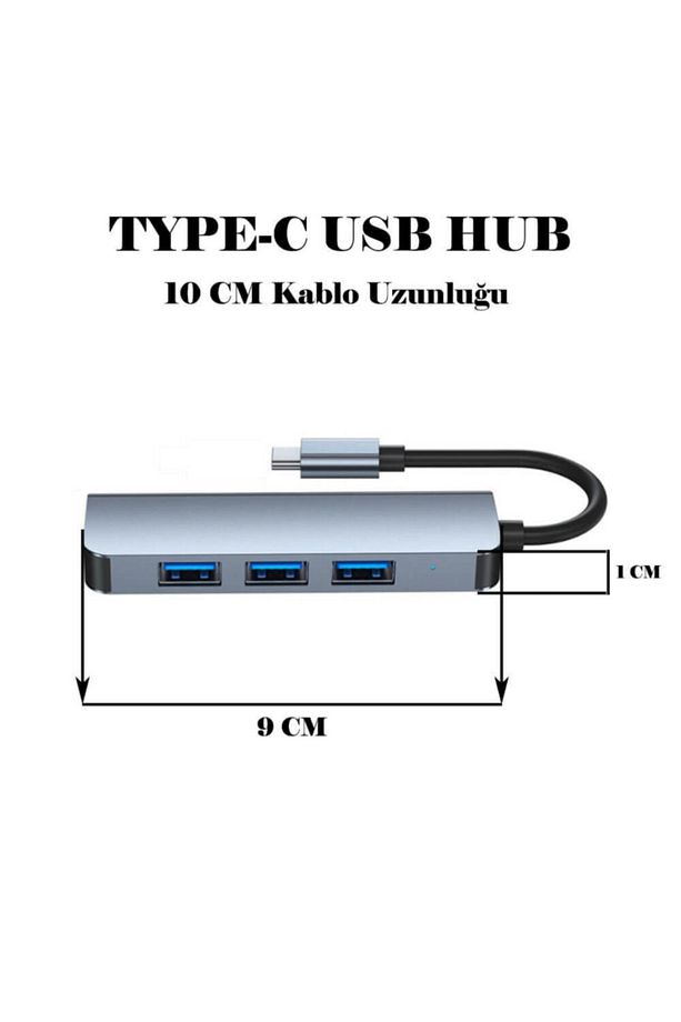 Type-c 4 Port Usb 3.0 Hub Usb-c Çoklayıcı Alüminyum Gövde - 4