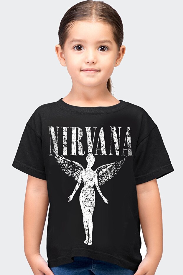 تي شيرت للأولاد باللون الأسود Angel Nirvana بأكمام قصيرة