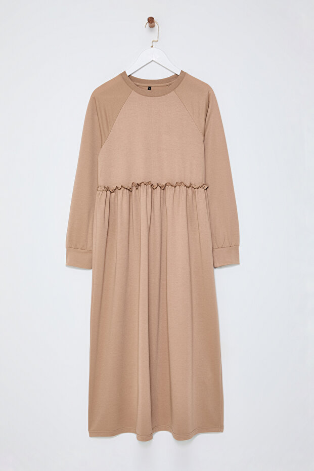 Vizon Oversize Beli Kesikli Örme Elbise TCTSS23EB00307 - 6