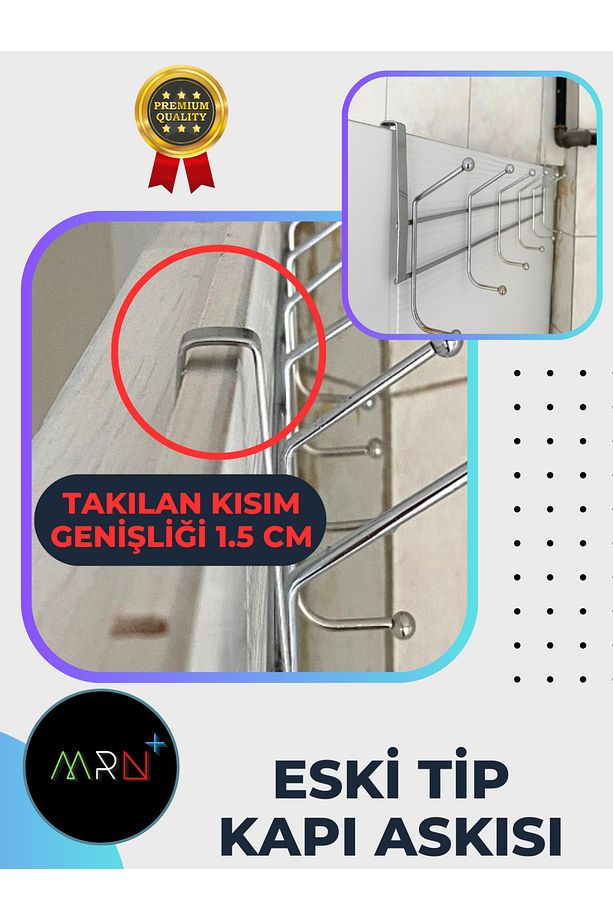 Eski Tip, Dar Kapı Arkası Askısı, 12 Topçuklu, Paslanmaz Kapı Askısı, Dar Kapı Askısı - 2
