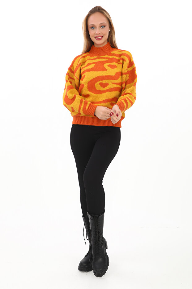 سترة تريكو بياقة مدورة كبيرة الحجم بنمط الفهد - 2