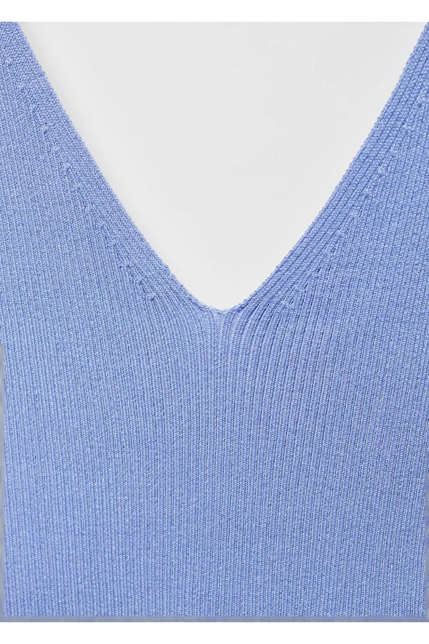 V yaka triko bluz - 5