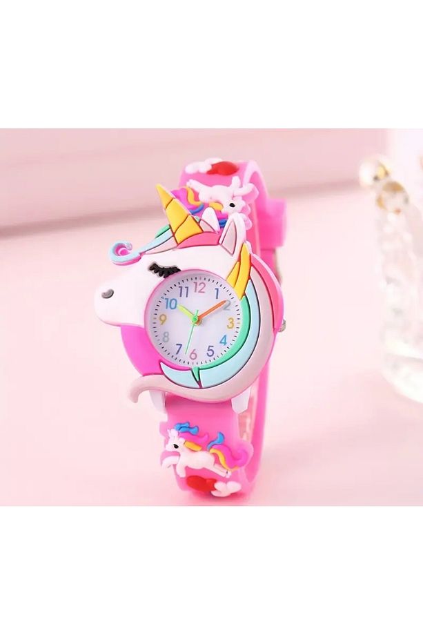 Sevimli 3D Unicorn Karakterli Kız Çocuk Saati - 3